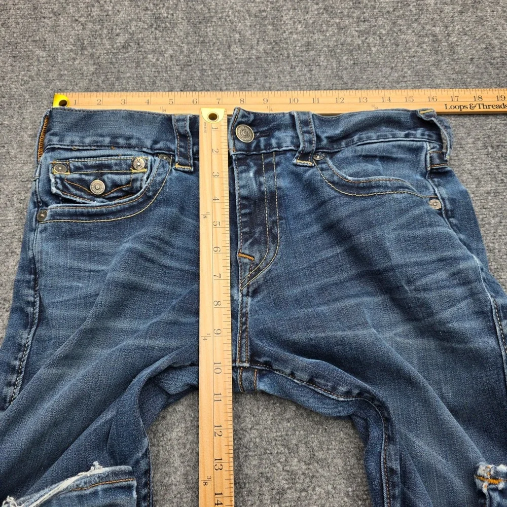 True Religion Geno Relaxed Slim Jeans Mens 31x32 Blue‎ Distressed Flap Pocket